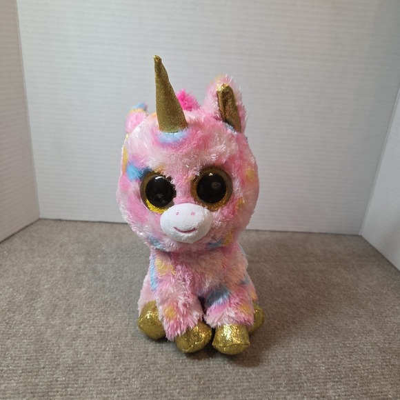 Ty Other - TY Beanie Boos Fantasia 10" Plush Toy Stuffed Animal Unicorn Pink Pastel Glitter